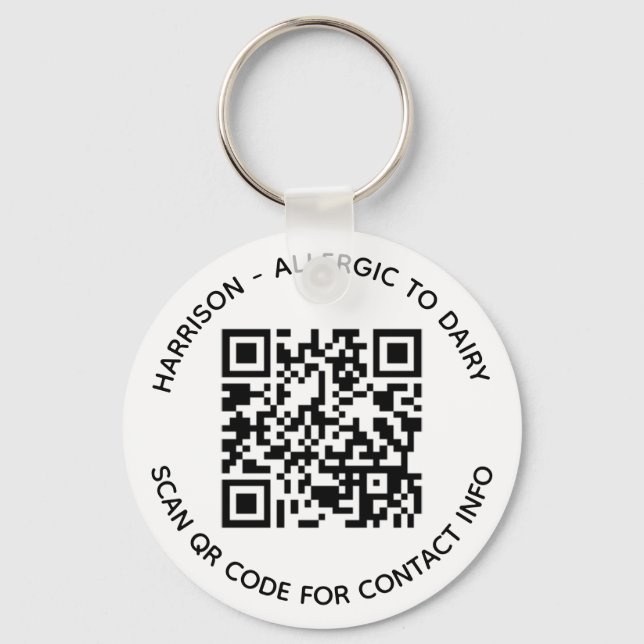 Custom QR Code name text contact info photo kids Key Ring (Front)