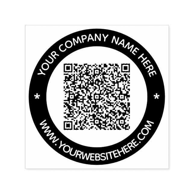 Custom QR Code Name Website Round Stamp Template (Design)
