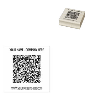 Custom QR Code Name Website Rubber Stamp