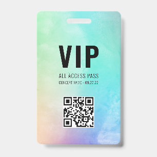 Custom QR Code Pastel Rainbow VIP All Access ID Badge