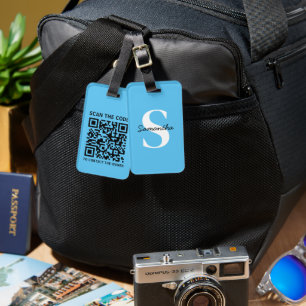 Custom QR Code Personalised Monogram Travel Luggage Tag