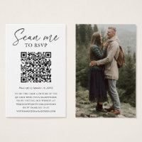 Custom QR Code Photo Wedding RSVP Card