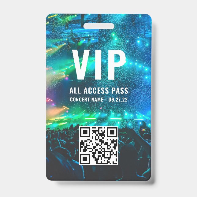 Custom QR Code Photo White VIP All Access ID Badge (Front)