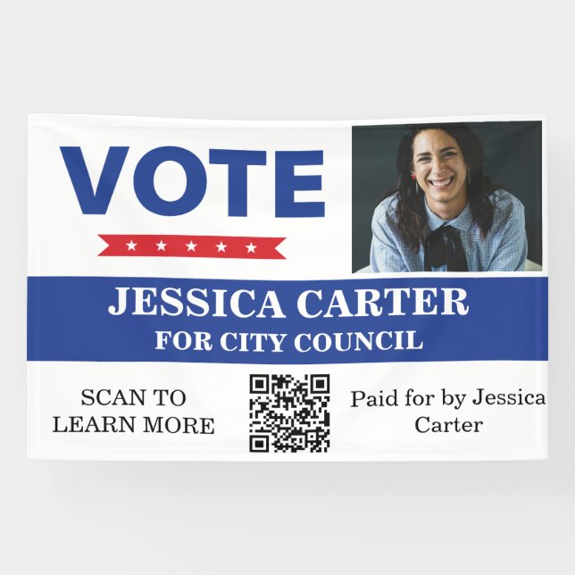 Custom QR Code Political Campaign Banner (Horizontal)
