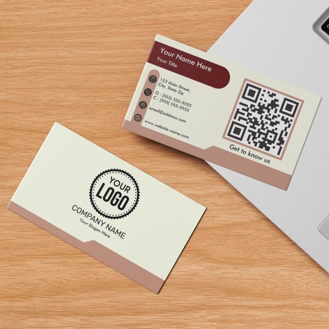 Custom QR Code Professional Company Logo Modern Business Card (Creator Uploaded)