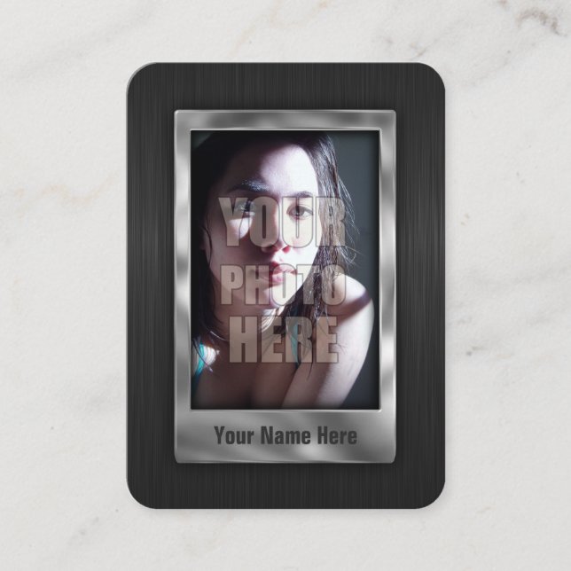 Custom QR Code Profile Photo Metal Business Card (Front)