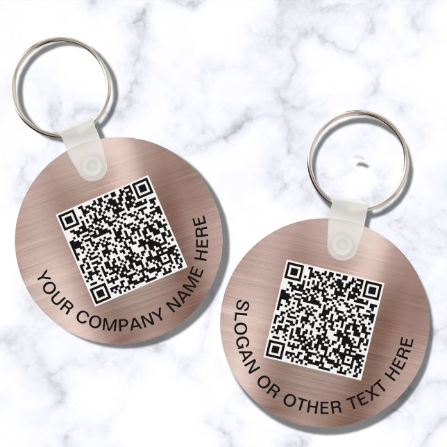 Custom QR Code Promotional Rose Gold Key Ring (Creator Uploaded)