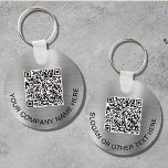 Custom QR Code Promotional Silver Key Ring<br><div class="desc">Modern and simple promotional keychain for your business or organisation with a brushed silver faux metallic background. Input your website's URL address to create a scannable QR code and add two lines of custom text,  such as your company name,  slogan,  thank you,  etc.</div>