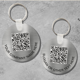 Custom QR Code Promotional Silver Key Ring