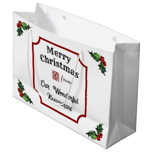 Custom QR Code Restaurant Merry Christmas Large Gift Bag