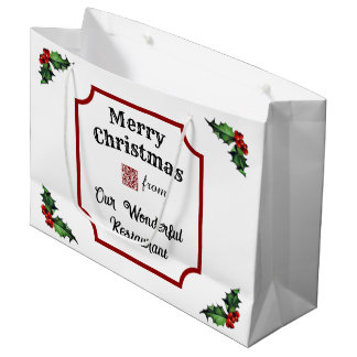 Custom QR Code Restaurant Merry Christmas Large Gift Bag