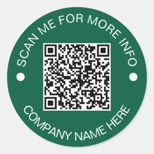 Custom QR Code Round Green Waterproof Business Classic Round Sticker