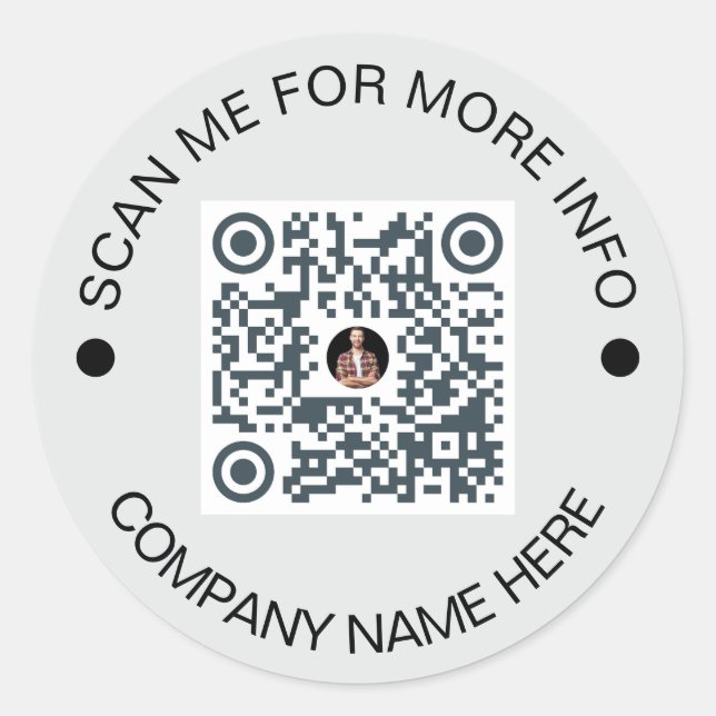 Custom QR Code Round Grey Waterproof Business Classic Round Sticker (Front)