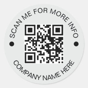 Custom QR Code Round Grey Waterproof Business Classic Round Sticker