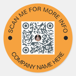 Custom QR Code Round ORANGE Waterproof Business Classic Round Sticker