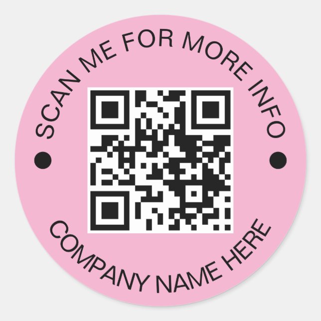 Custom QR Code Round Pink Waterproof Business Classic Round Sticker (Front)