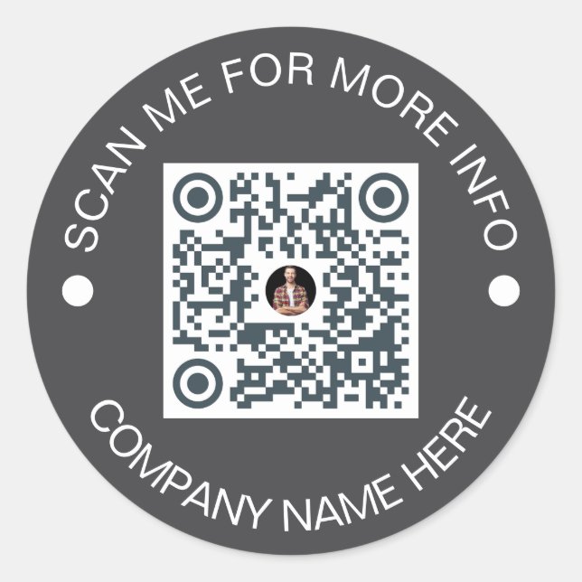 Custom QR Code Round Vinyl Waterproof Business Classic Round Sticker (Front)
