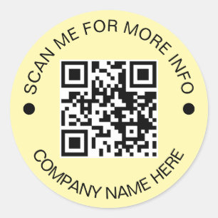 Custom QR Code Round Yellow Waterproof Business Classic Round Sticker