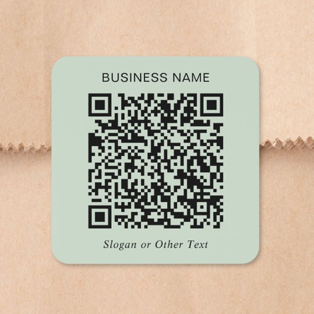 Custom QR Code Sage Green Square Sticker (Custom QR Code Sage Green Square Sticker)
