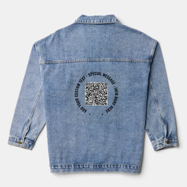 Custom QR Code Scan Info and Text Denim Jacket (Back)