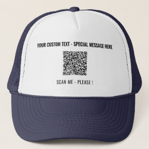 Custom QR Code Scan Info and Text Trucker Hat