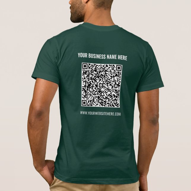 Custom QR Code Scan Info Name Website T-Shirt (Back)