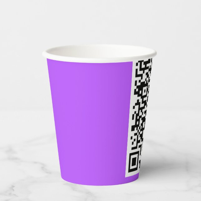 Custom QR Code Scan Info Paper Cups - Your Colours (Front)