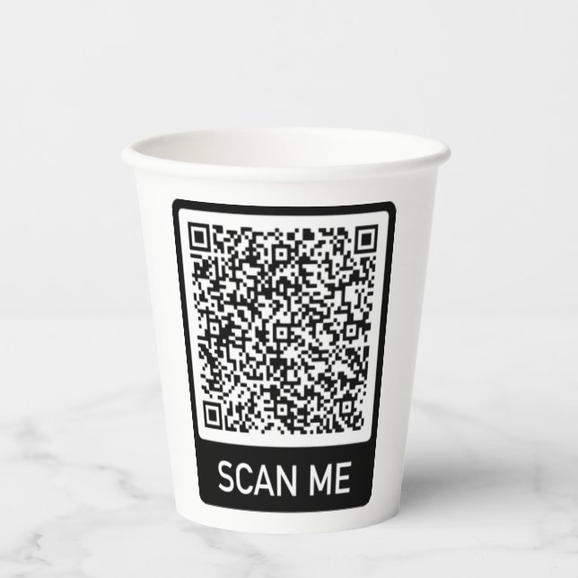 Custom QR Code Scan Info Personalised Paper Cups (Front)