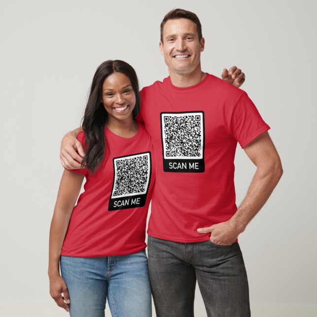 Custom QR Code Scan Info T-Shirt Funny Gift (Unisex)