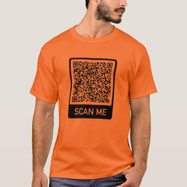 Custom QR Code Scan Info T-Shirt Gift Personalised (Front)