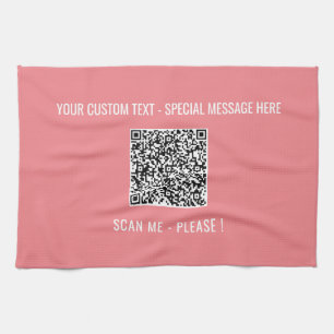 Custom QR Code Scan Info Text Colours Kitchen Towe Tea Towel
