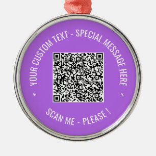 Custom QR Code Scan Info Text Colours Personalised Metal Tree Decoration