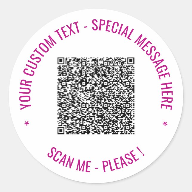 Custom QR Code Scan Info Text Sticker Your Colours (Front)