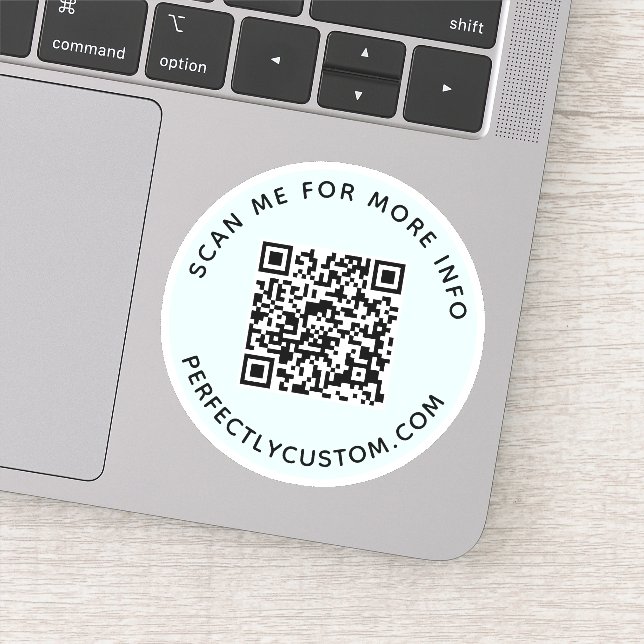 Custom QR code Scan me for more info light blue (Detail)