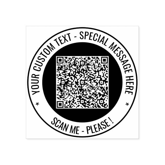 Custom QR Code Scan Text Colour Round Rubber Stamp (Imprint)