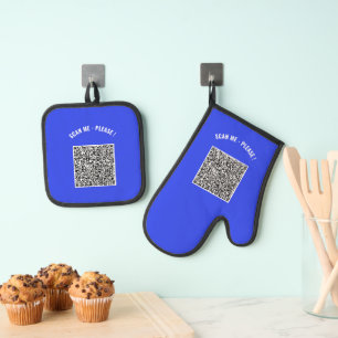 Custom QR Code Scan Your Own Design Funny Gift Oven Mitt & Pot Holder Set