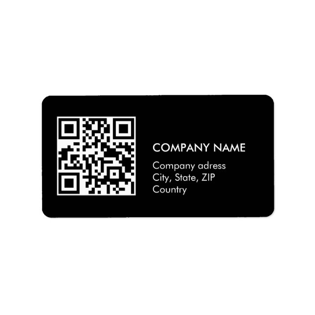 Custom qr code simple black business Address Label (Front)