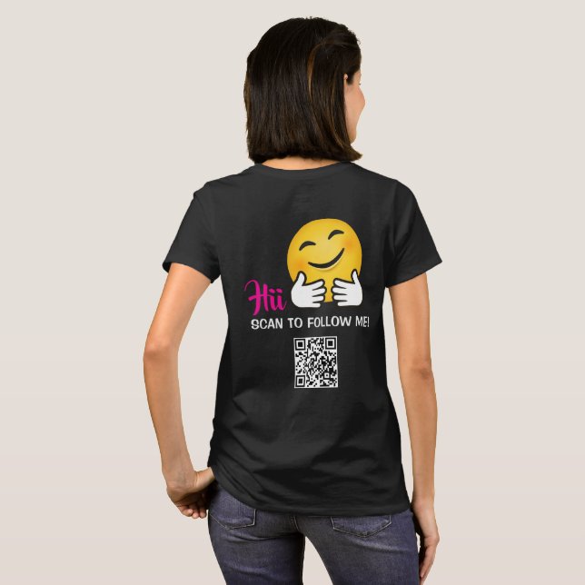 Custom QR Code Social Media Follow Me T shirt (Back Full)