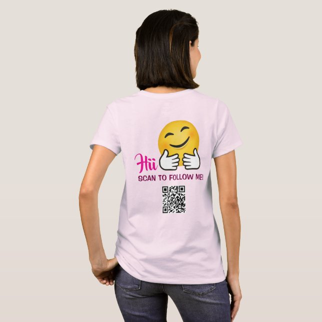 Custom QR Code Social Media Follow Me T shirt (Back Full)