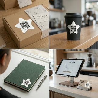 Custom QR Code Star Shaped Sticker 