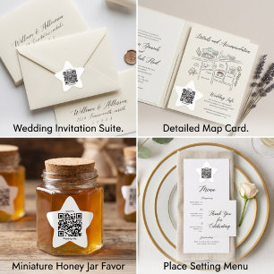 Custom QR Code Star Shaped Wedding Sticker