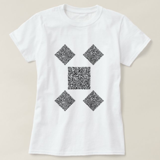 Custom QR Code T-Shirt with Your Funny Scan Info (Design Front)