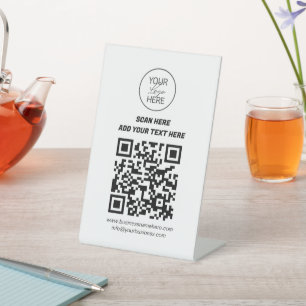 Custom QR Code Table Sign with Logo   Business Inf