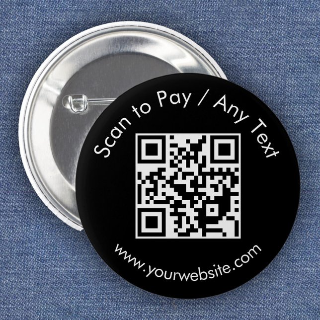 Custom QR Code / Text Black 6 Cm Round Badge (Creator Uploaded)