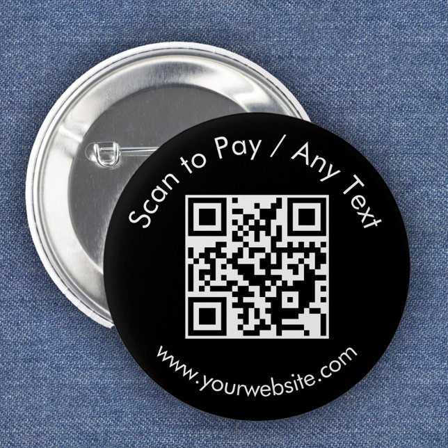 Custom QR Code / Text Black 6 Cm Round Badge (Creator Uploaded)