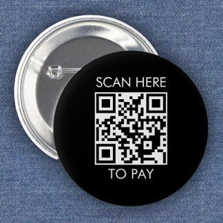 Custom QR Code / Text Black 6 Cm Round Badge