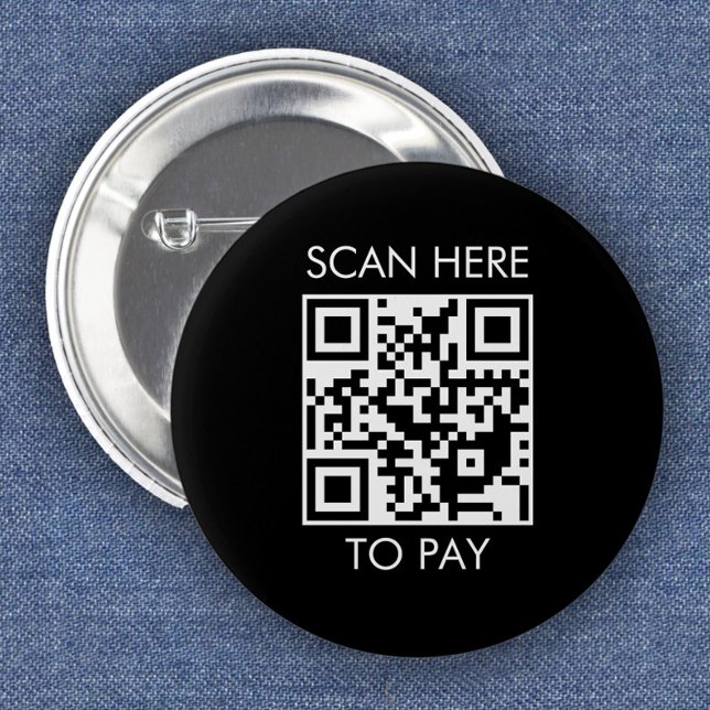 Custom QR Code / Text Black 6 Cm Round Badge (Creator Uploaded)