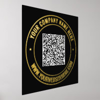 Custom QR Code Text Black Gold Foil Print Poster