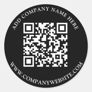 Custom QR Code Text Black White Classic  Classic Round Sticker