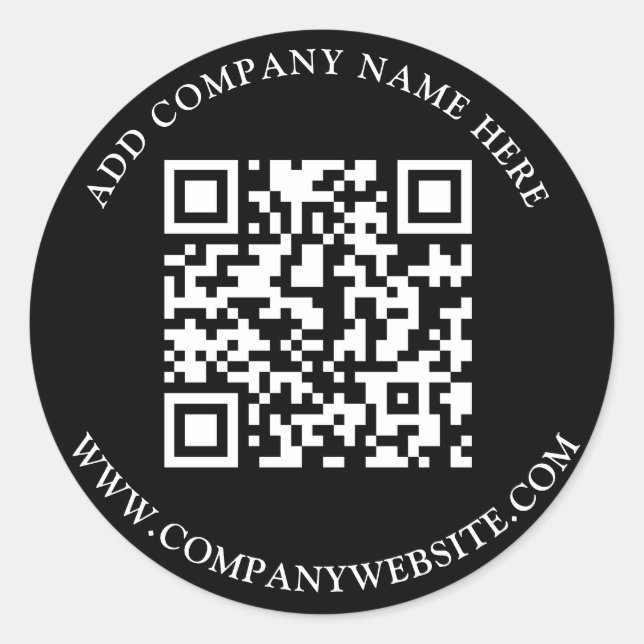 Custom QR Code Text Black White Classic  Classic Round Sticker (Front)